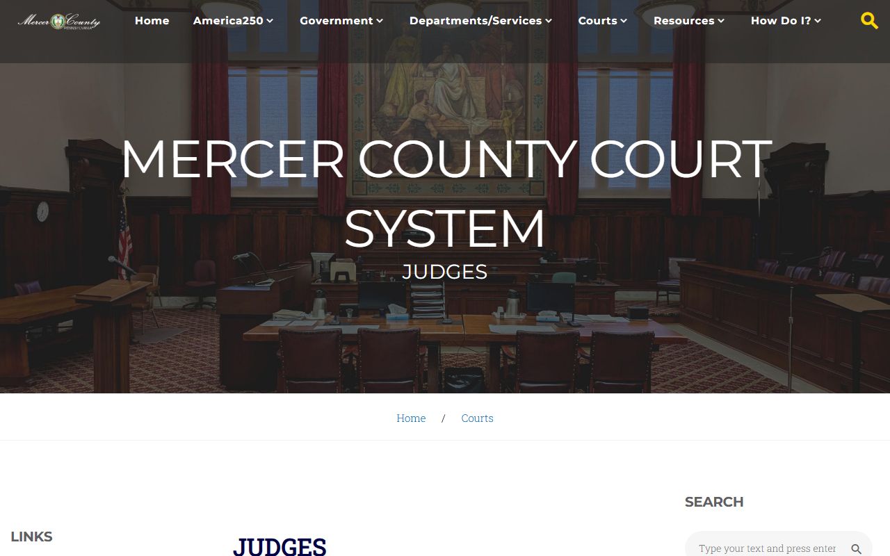 Mercer County court dockets Common Pleas judges page