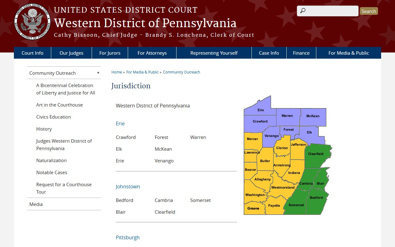 Mercer County Court of Common Pleas federal district jurisdiction reference