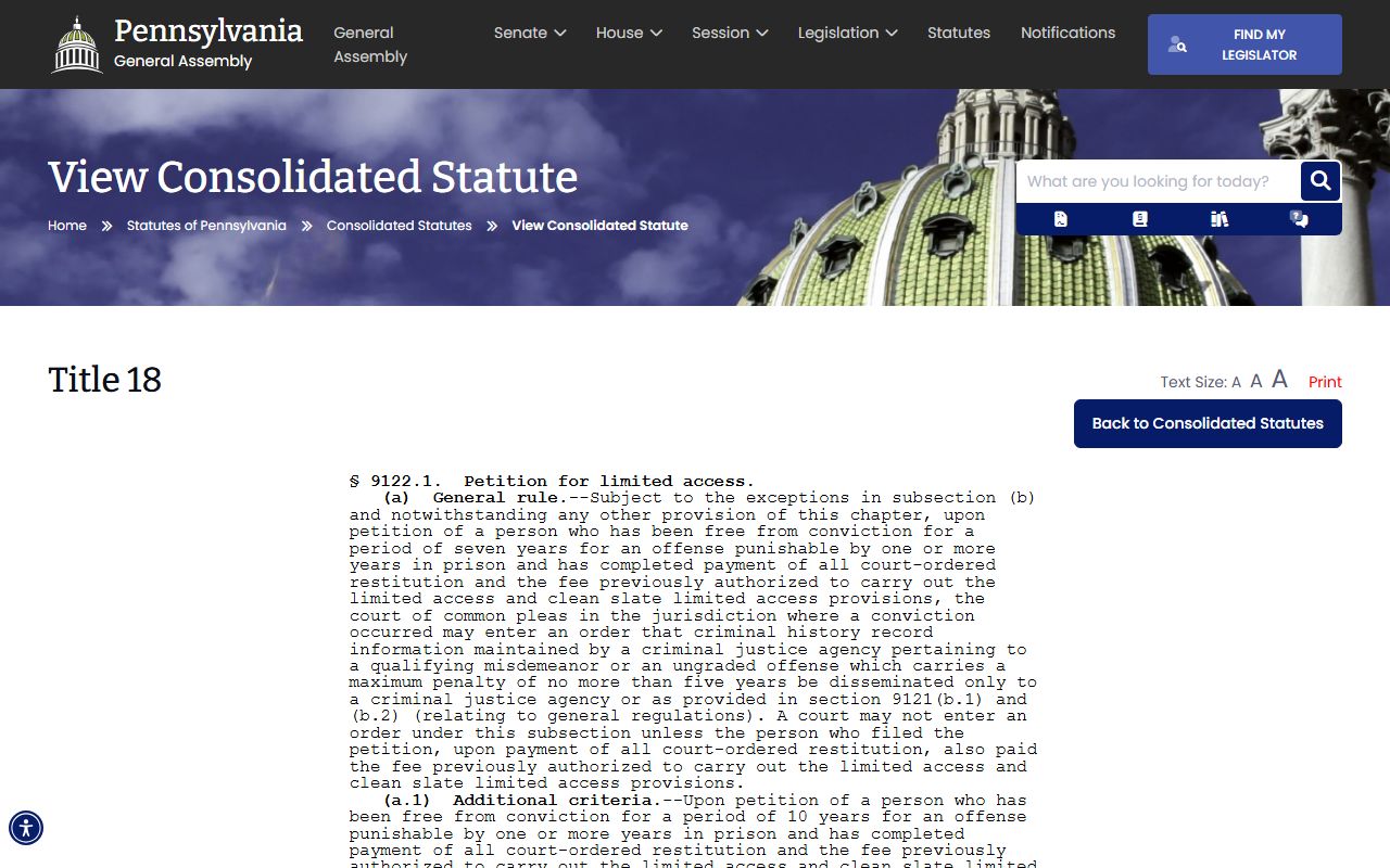 Mercer County criminal court records Pennsylvania limited access statute