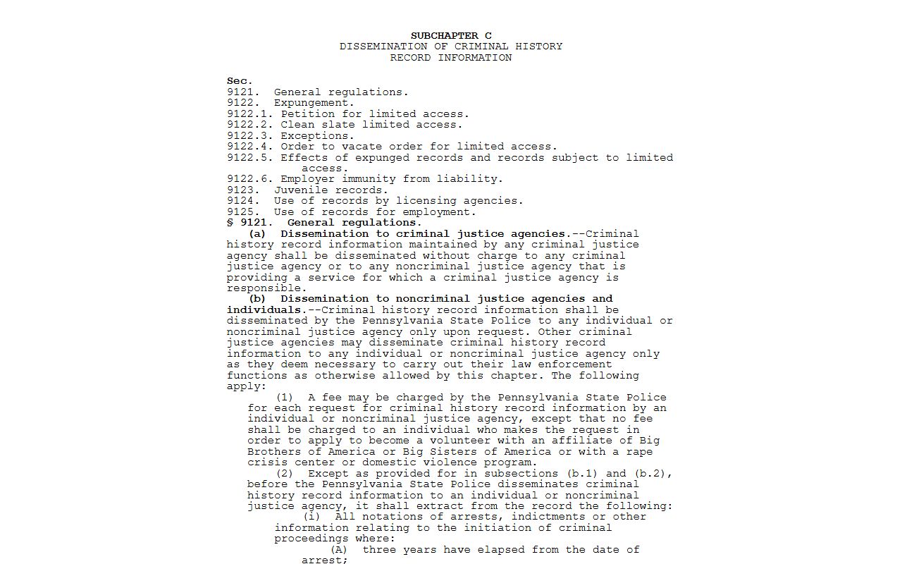 Mercer County criminal court records Criminal History Record Information Act