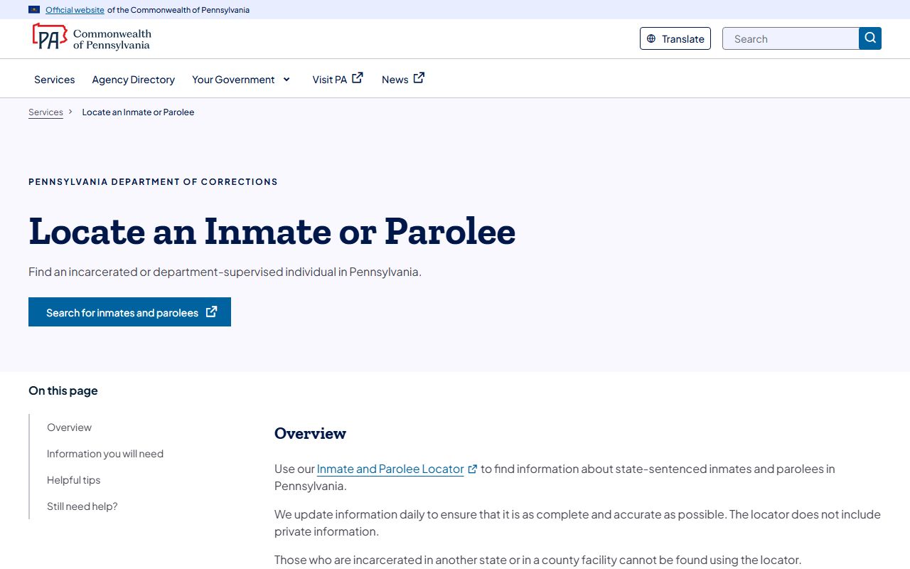 Mercer County inmate search Pennsylvania inmate and parolee locator