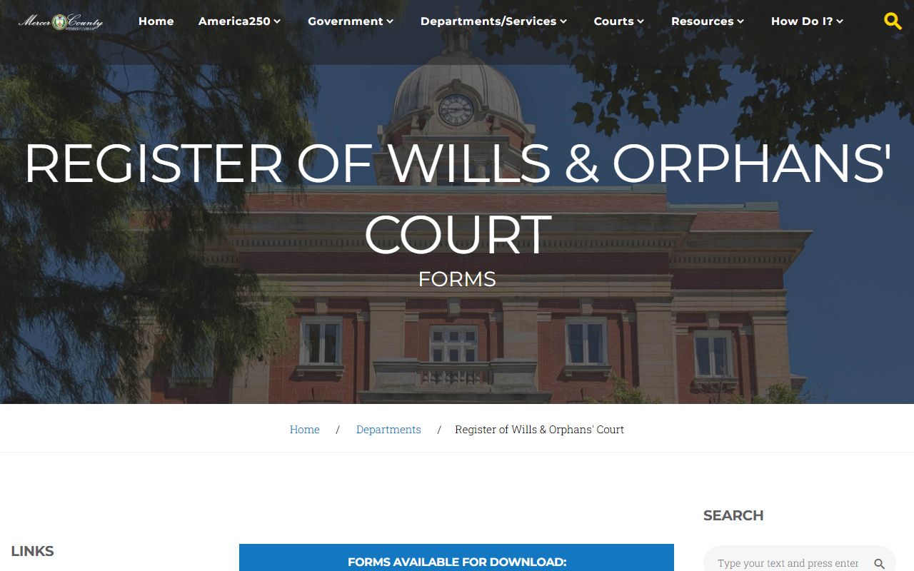 Mercer County marriage records forms page