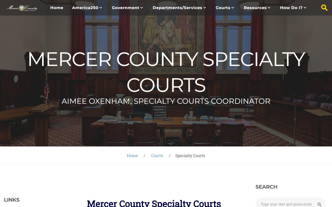 Mercer County Court records Specialty Courts homepage