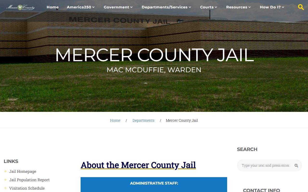 Mercer County Court records jail homepage