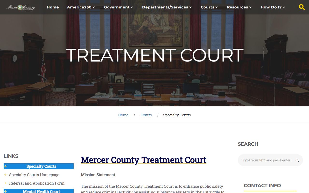 Mercer County Court records Treatment Court page