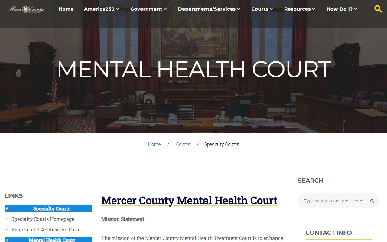 Mercer County Court records Mental Health Court page