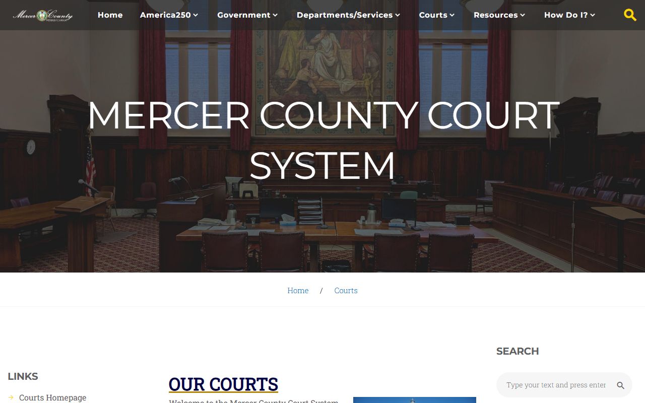 Mercer County Court records Court System page