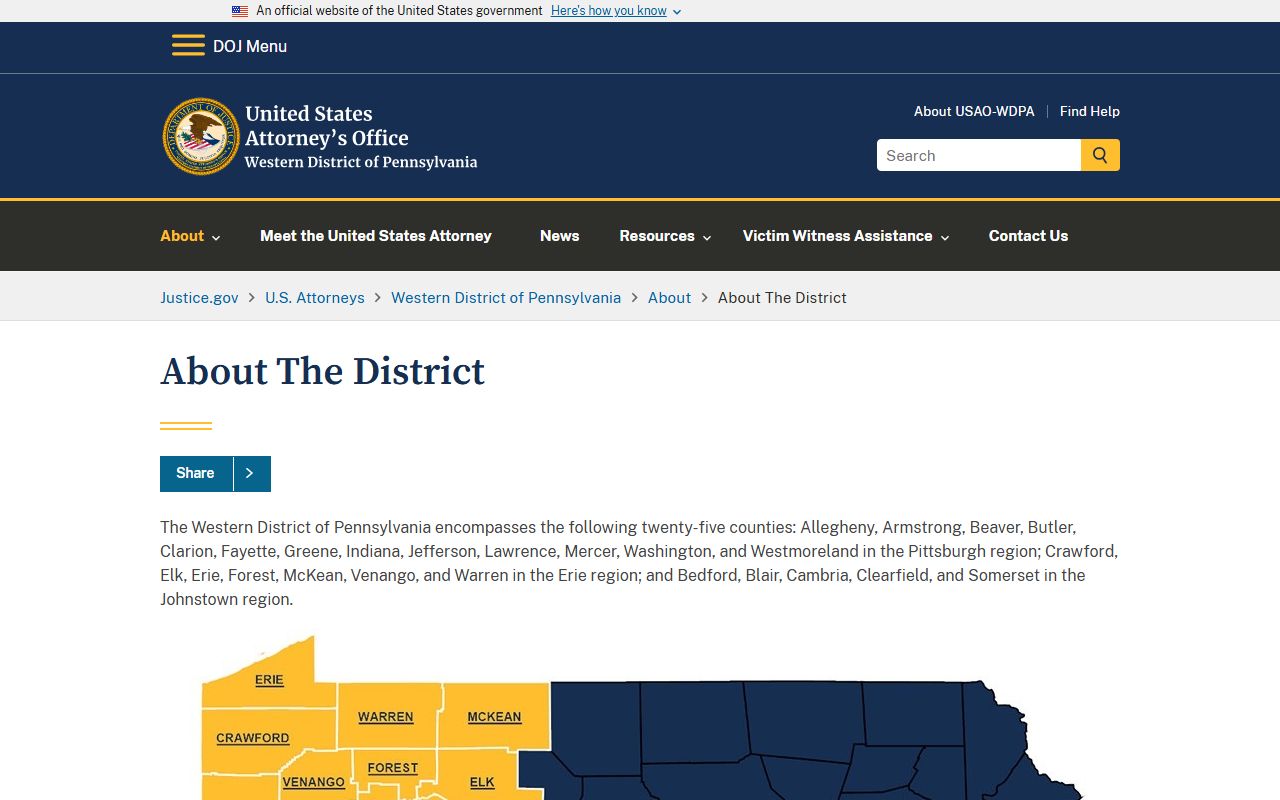 Mercer County warrant search Western District of Pennsylvania federal district page